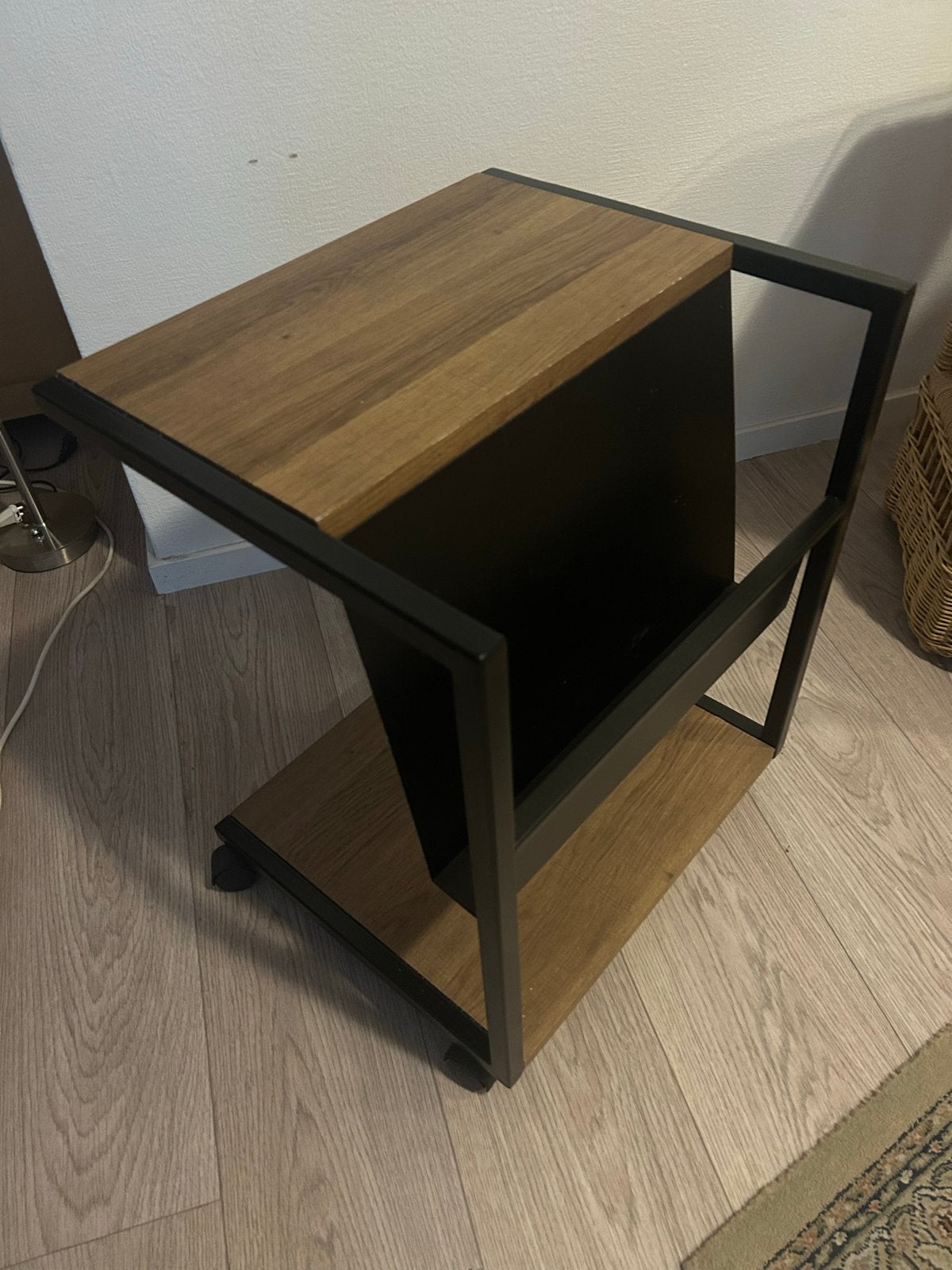 Lectuurbak / bijzettafel met wielen - Hout en Metaal, Ophalen, Gebruikt, Modern, Hout