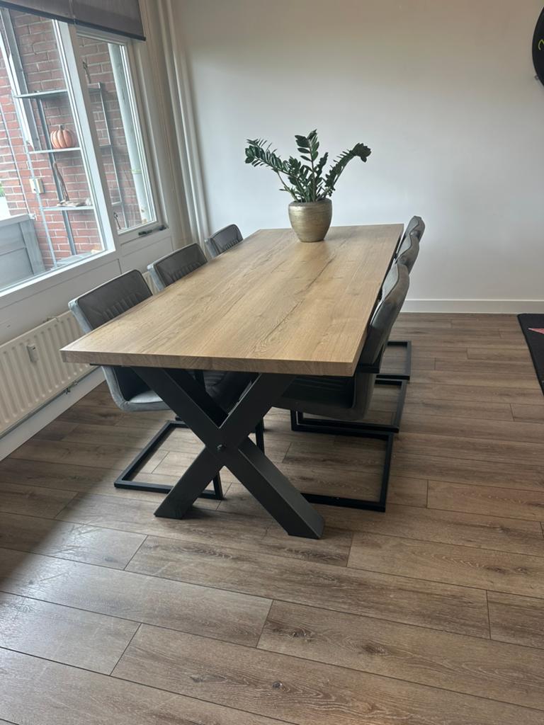 Eetkamertafel met 6 stoelen, Huis en Inrichting, Tafels | Eettafels, Ophalen, 200 cm of meer, 50 tot 100 cm, Zo goed als nieuw