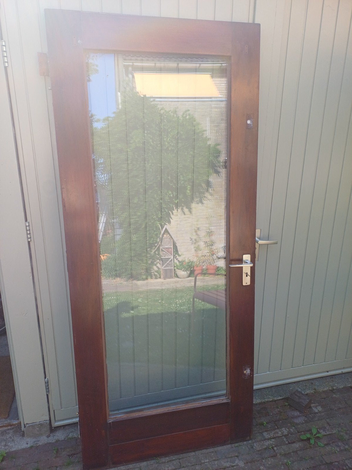 hardhouten buitendeur 212,5 x 92,5 x 4 cm, Gebruikt, Deurkozijn, 150 tot 225 cm, Hout