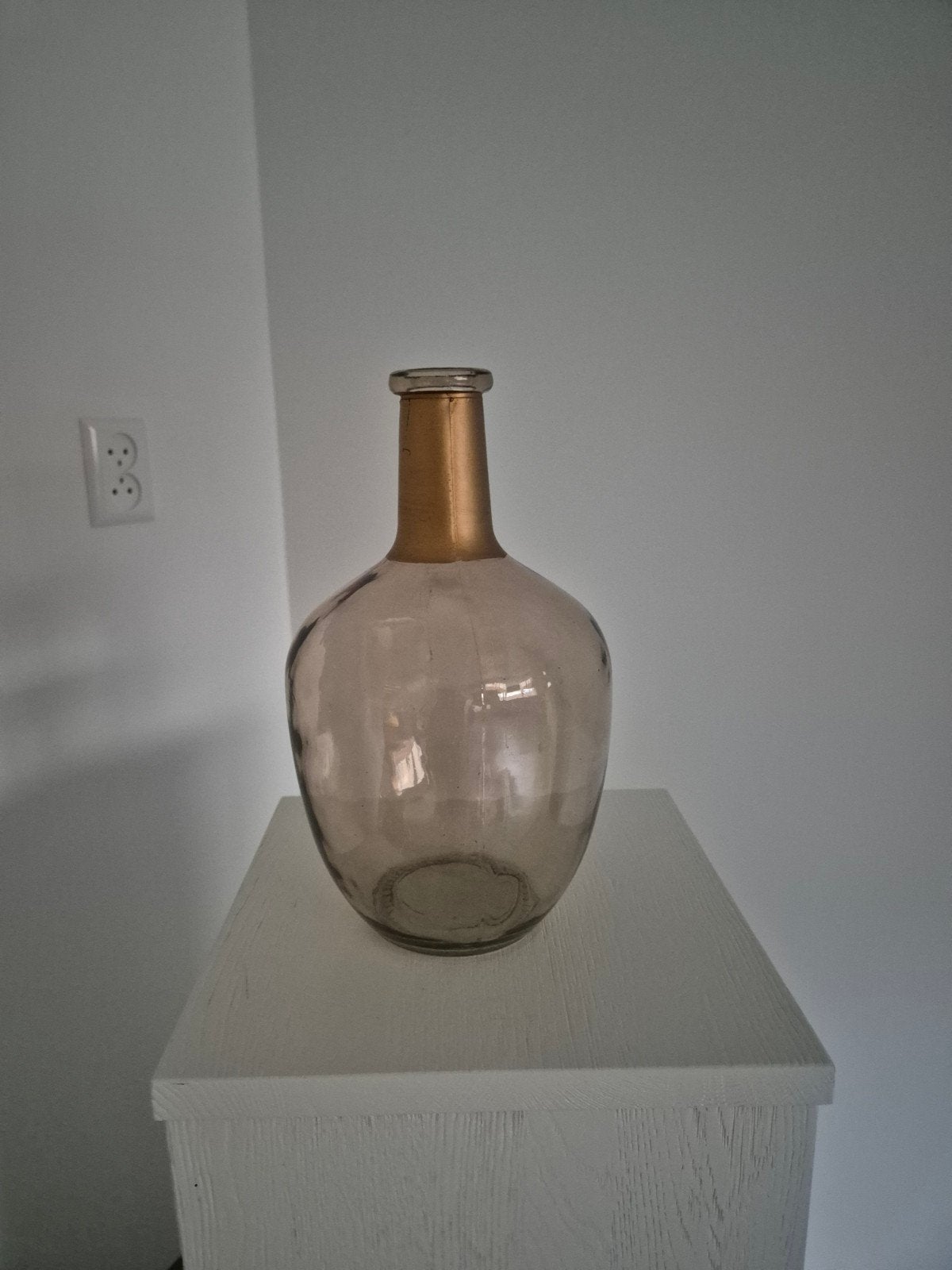 Glazen vaas met gouden accenten, Ophalen of Verzenden