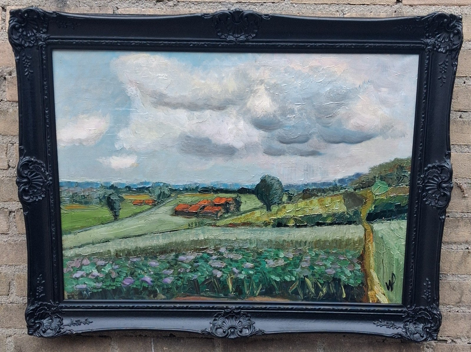 Modern postimpressionistisch landschap. 81/61 cm., Ophalen, Doek, Impressionistisch, Gesigneerd