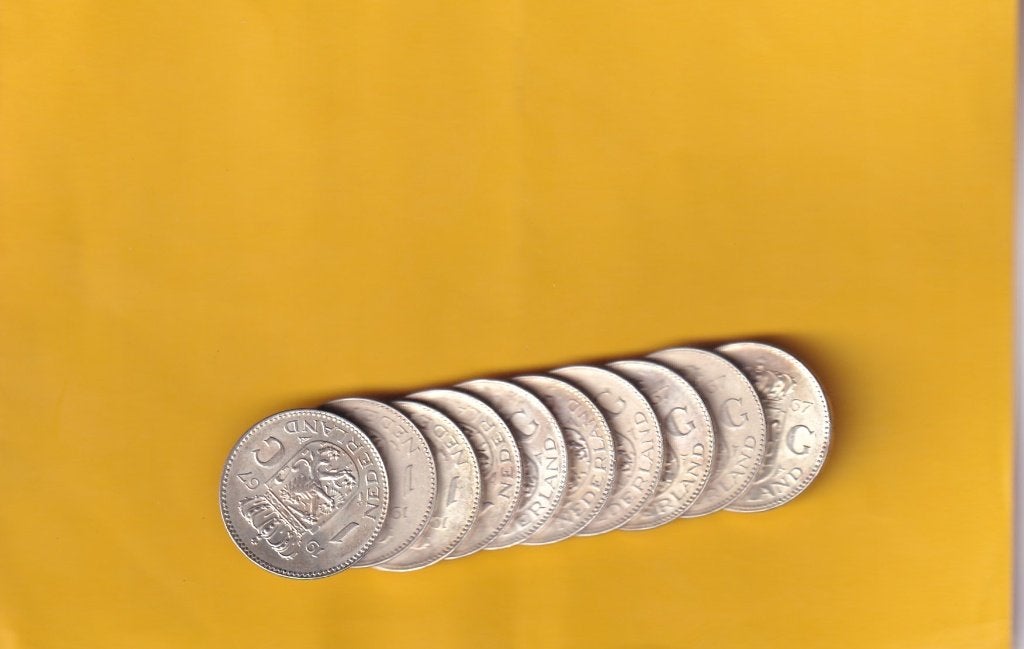 10 Zilveren Koningin Juliana Guldens 1967  Divers, Postzegels en Munten, Munten | Nederland, 1 gulden, Koningin Juliana, Zilver
