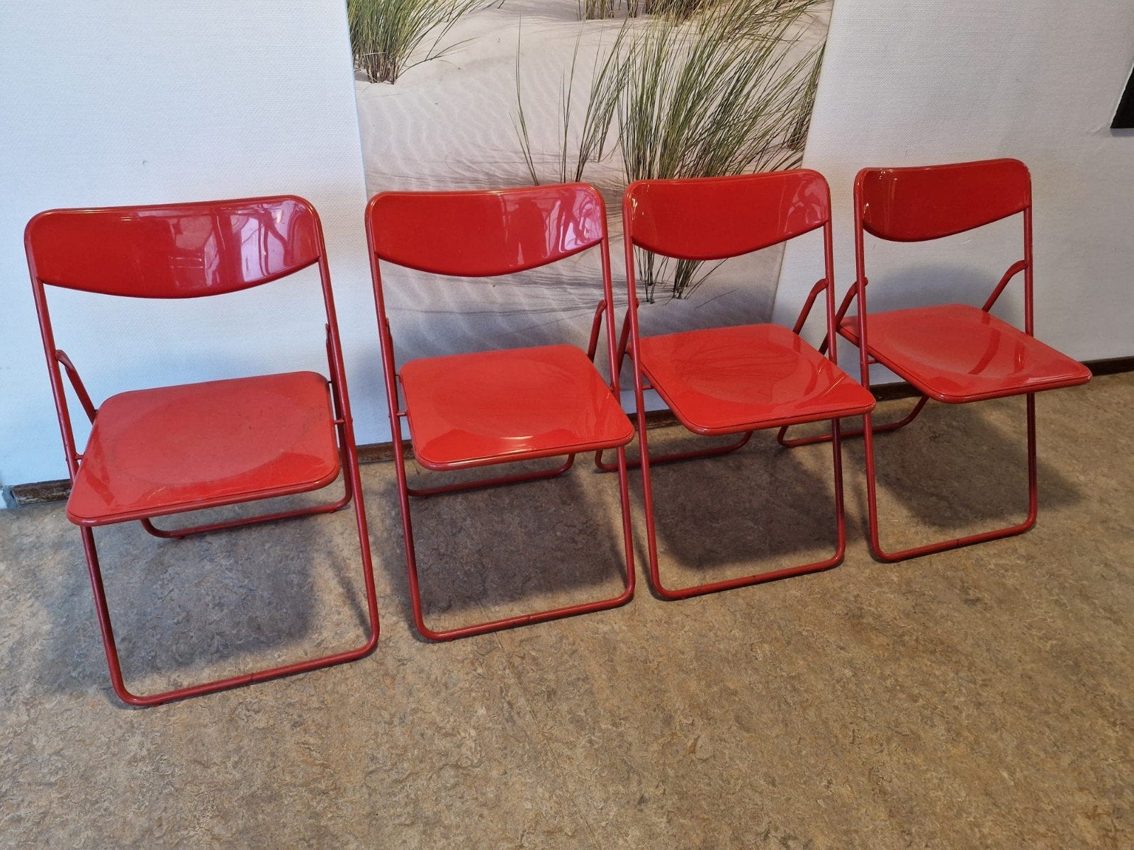 4 rode klapstoelen, Ophalen of Verzenden, Rood