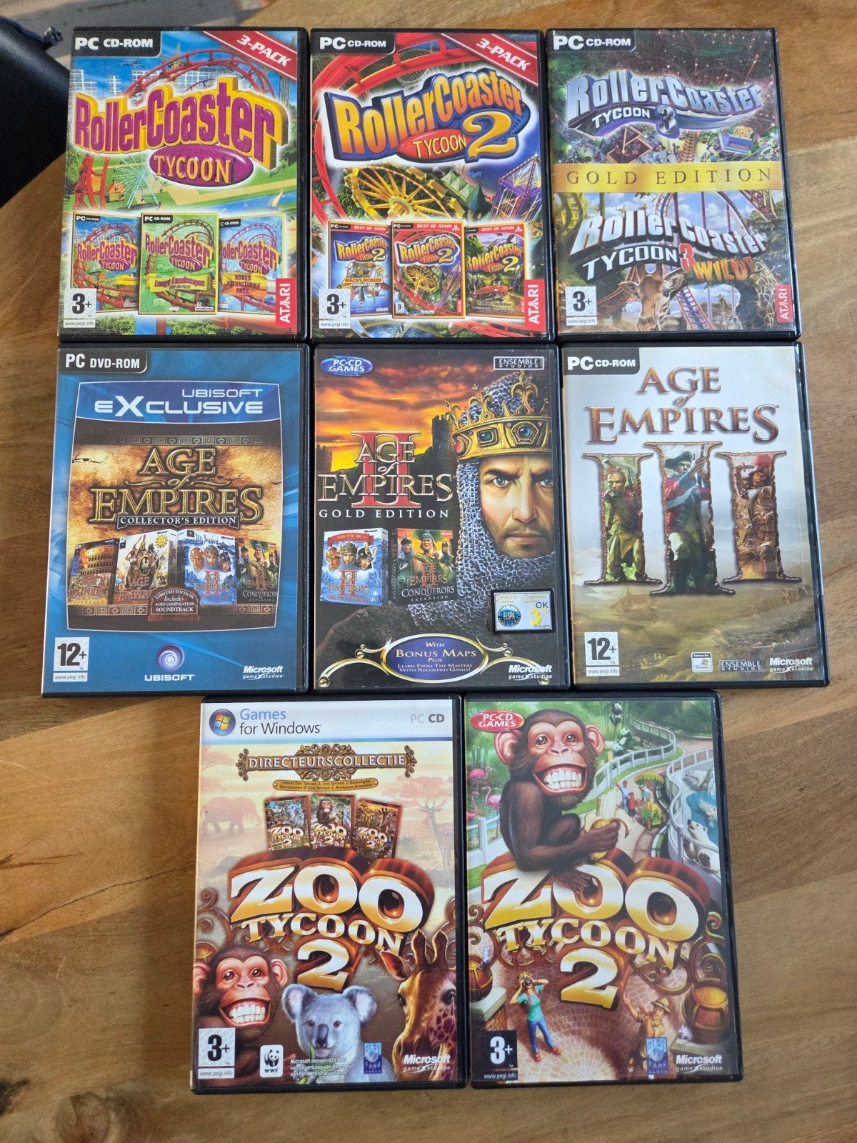PC Games: RollerCoaster Tycoon, Age of Empires, Zoo Ty, Spelcomputers en Games, Games | Pc, Gebruikt, 1 speler, Ophalen of Verzenden