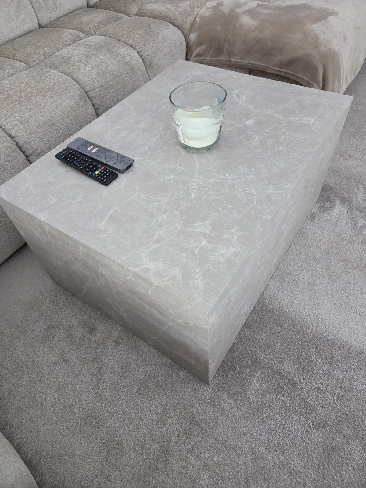 Nette salon tafel marmer look beige 80x60, Ophalen, Overige materialen, 50 tot 100 cm, Zo goed als nieuw