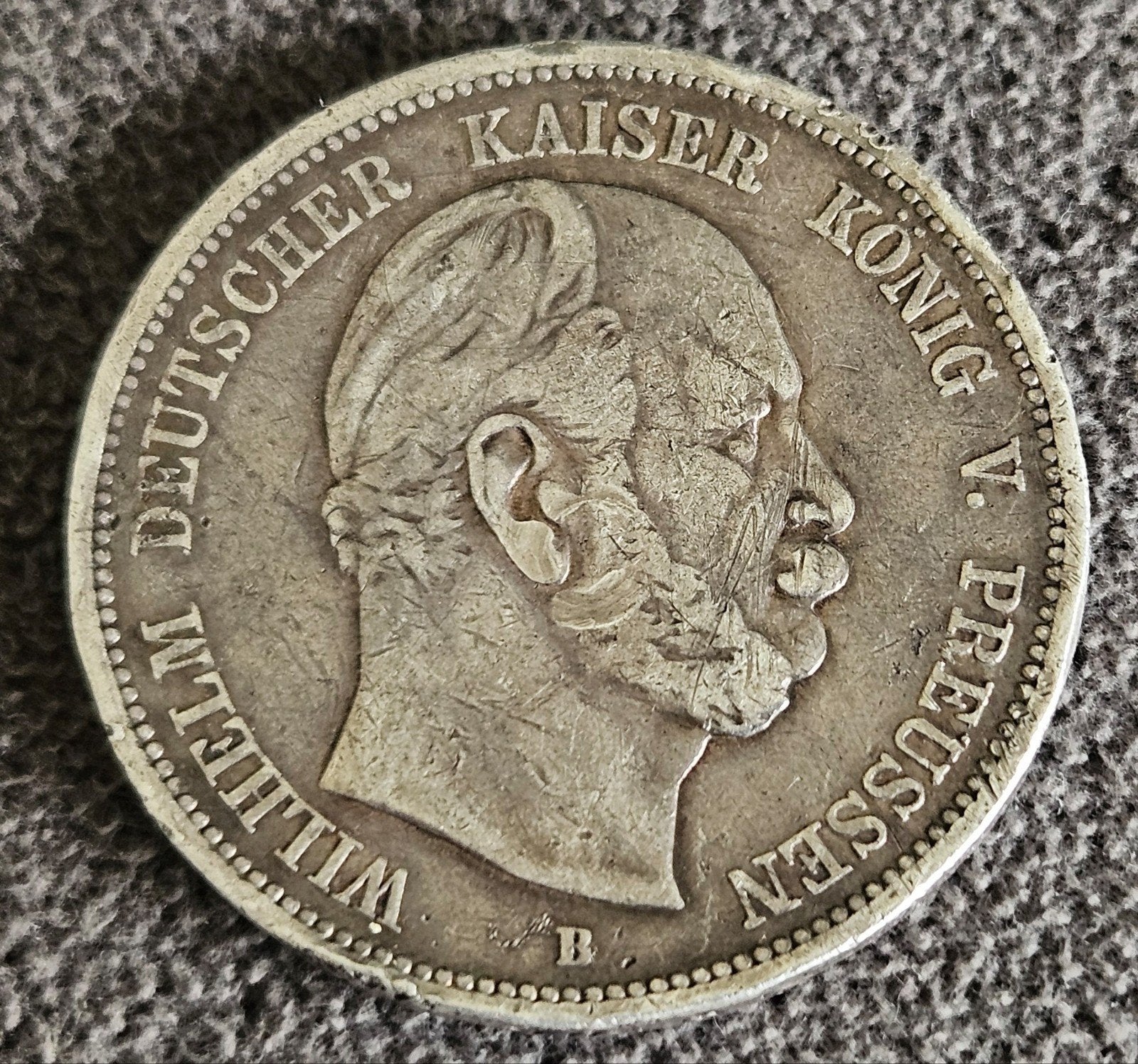 5 Mark uit 1875 Wilhelm 1 zilveren munt, Ophalen of Verzenden, Duitsland, Losse munt, Zilver