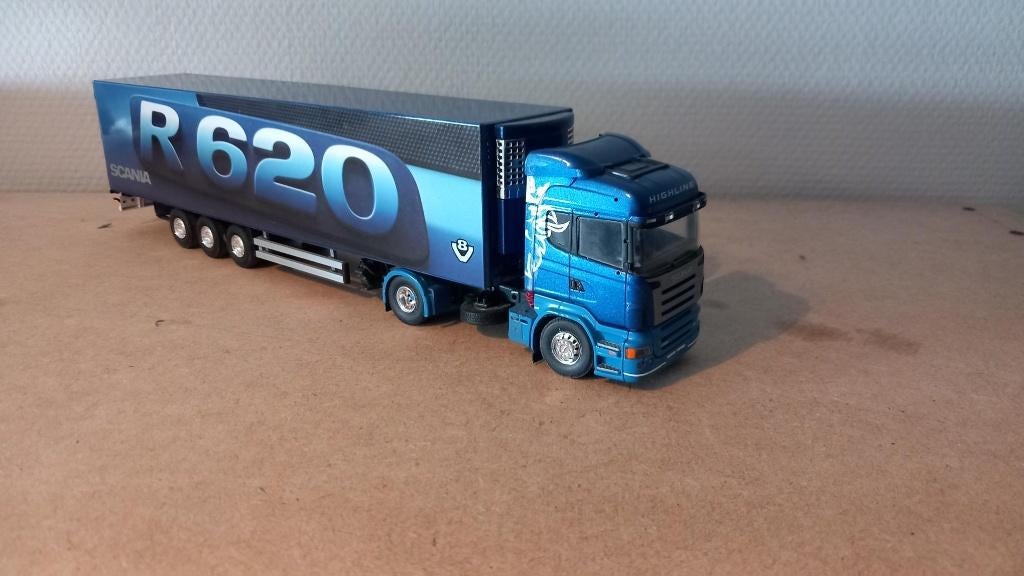 Scania R620 V8 Trekker Oplegger Demo Tekno, Hobby en Vrije tijd, Modelauto's | 1:50, Ophalen of Verzenden, Zo goed als nieuw, Bus of Vrachtwagen