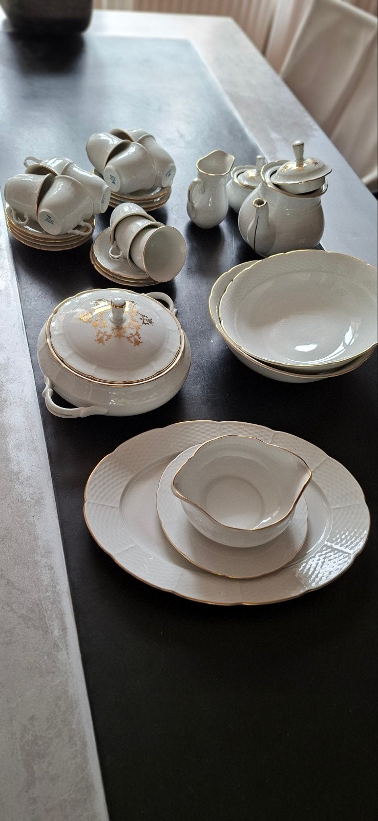 Mooi servies + 2 glazen schalen, Antiek en Kunst, Ophalen