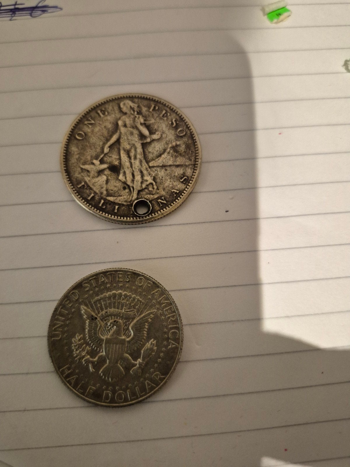 half dollar en peso fillipijne, Postzegels en Munten, Munten | Amerika, Ophalen of Verzenden, Noord-Amerika, Zilver