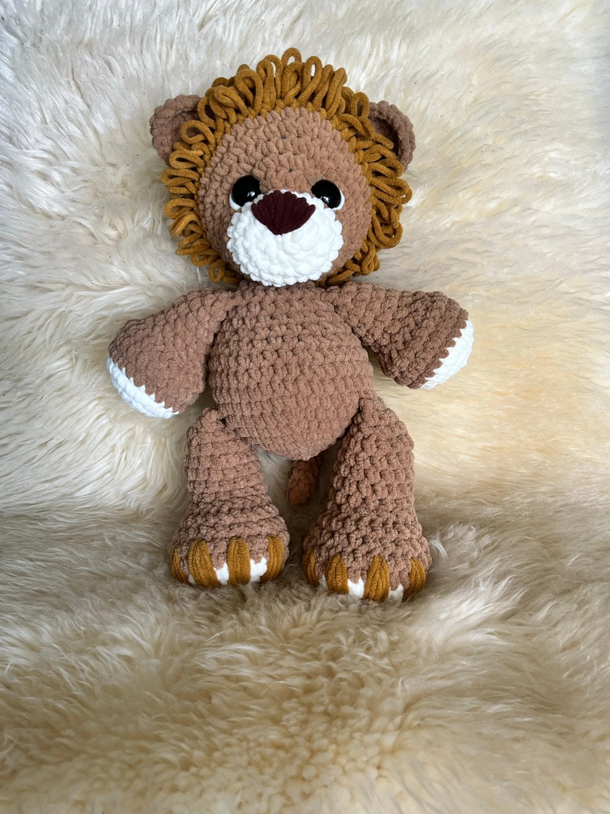Handgemaakte Gehaakte Knuffel Leeuw | Amigurumi, Nieuw, Middelgroot (20 tot 80 cm), Leeuw, Bruin