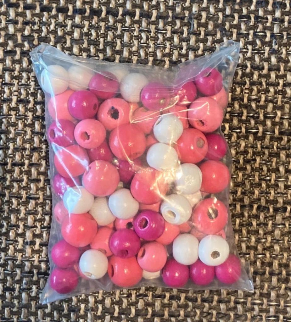 Houten kralen roze/wit - Knutselmateriaal, Ophalen of Verzenden, Zo goed als nieuw, Kraal