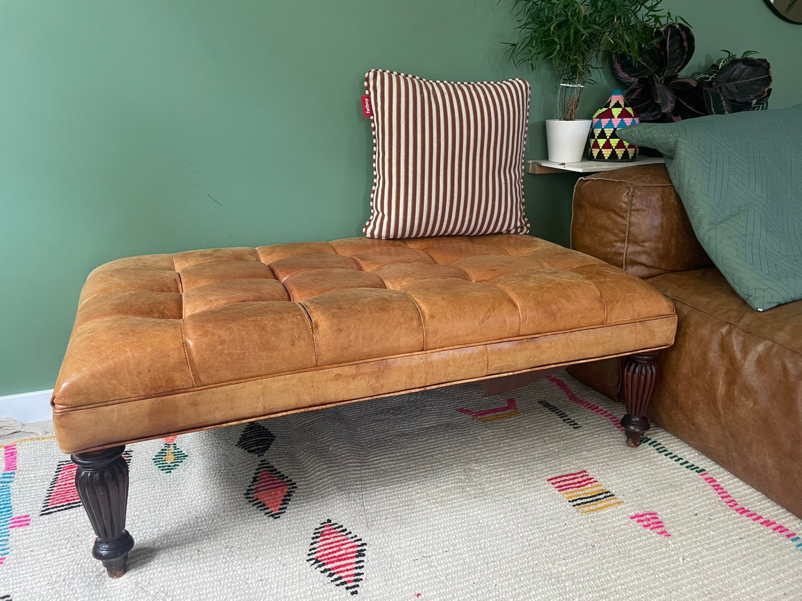 Chesterfield bank hocker, Ophalen, Gebruikt, Minder dan 75 cm, Leer