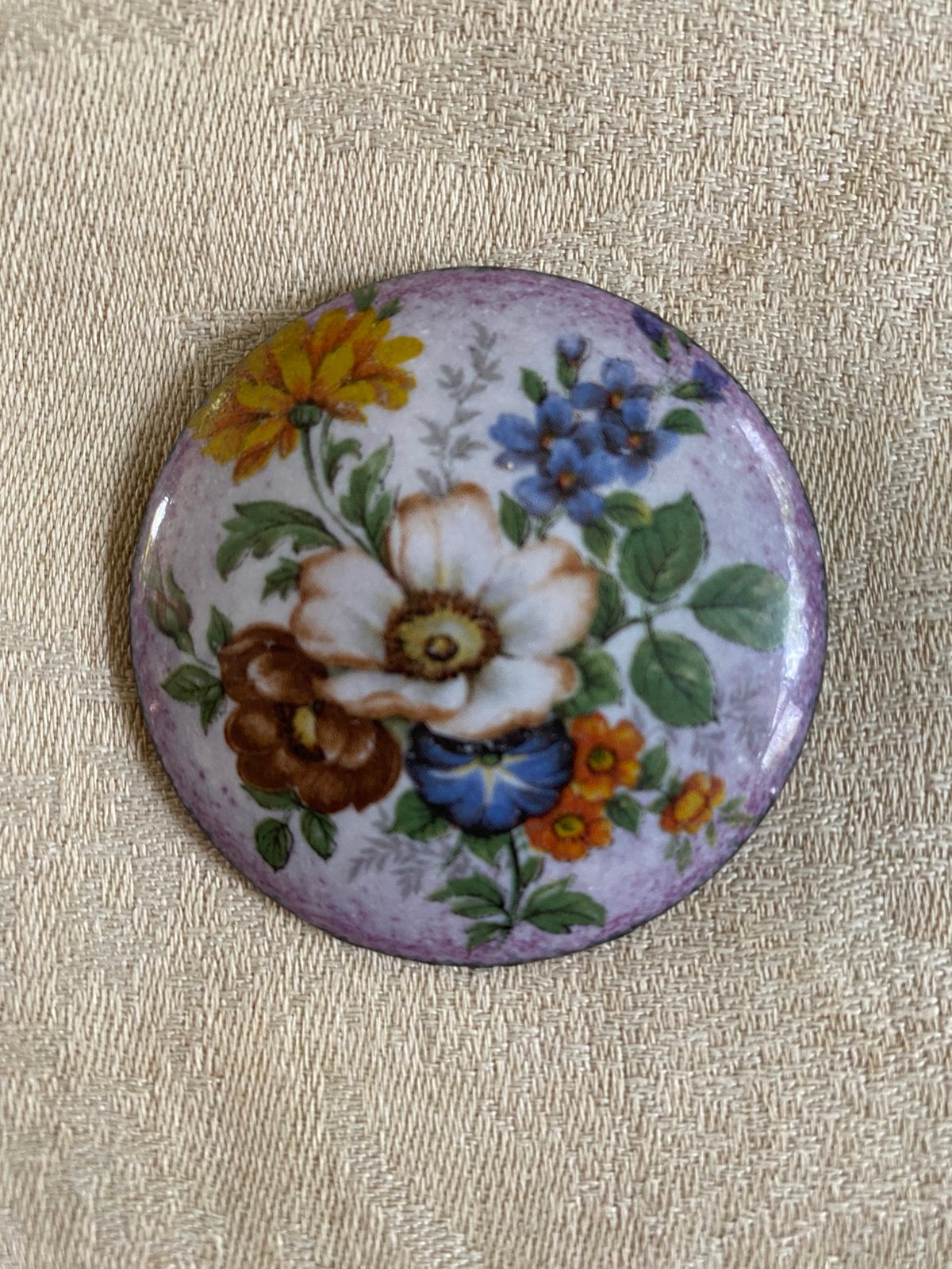 Emaille broche met bloemen, Overige materialen, 4 tot 7 cm, Overige kleuren, Nieuw