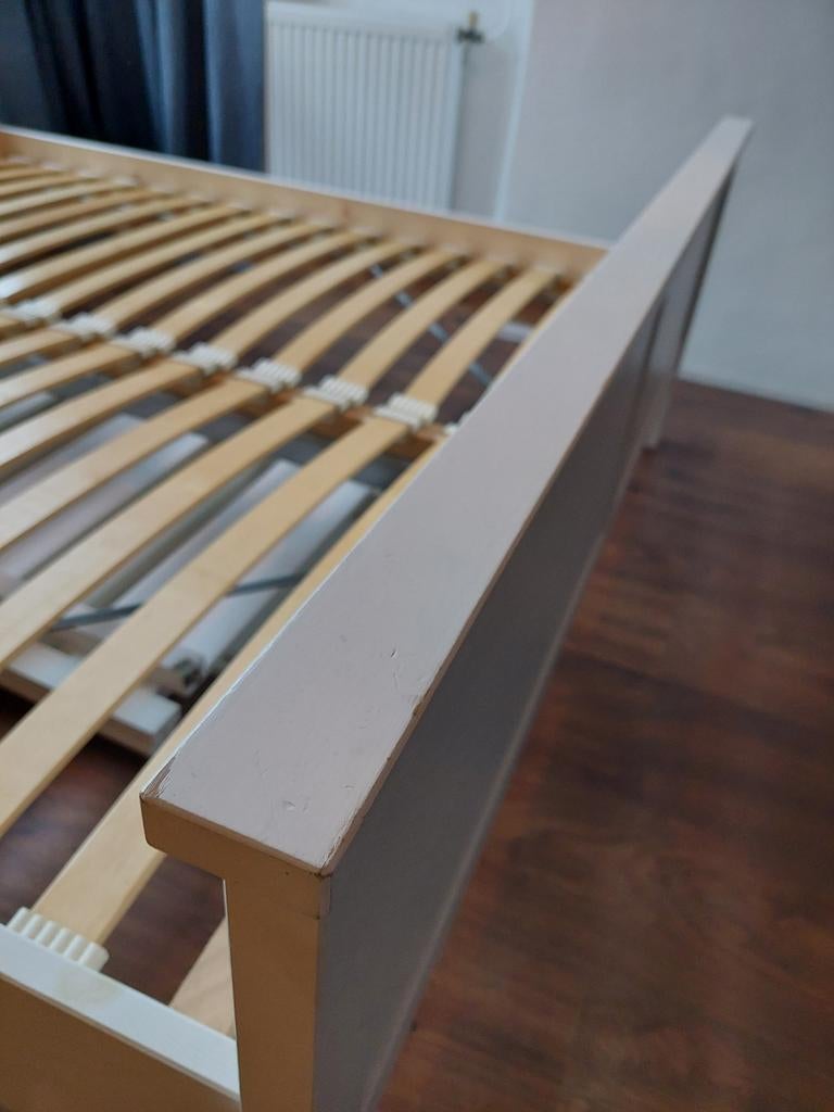 Bed 160x200 met lattenbodem, Ophalen, Wit, Tweepersoons, Zo goed als nieuw