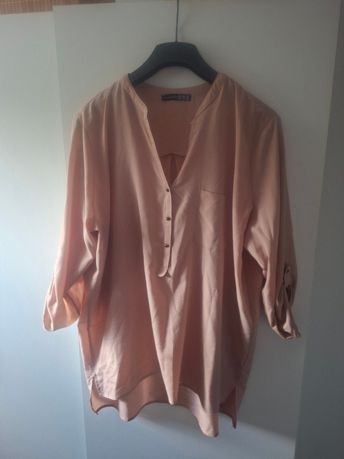 Zalm kleurige blouse,, Ophalen of Verzenden, Zo goed als nieuw, Maat 46/48 (XL) of groter, Roze