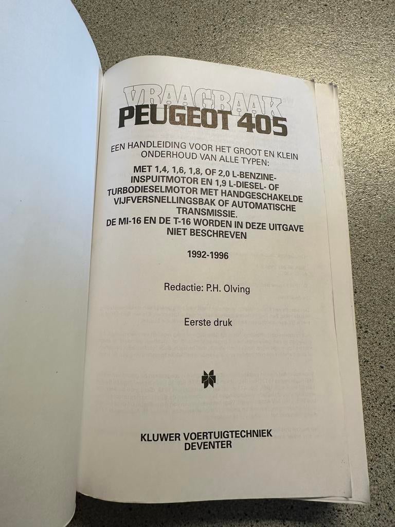 Vraagbaak Peugeot 405 (1992-1996) Benzine en Diesel, Ophalen of Verzenden, Gelezen, Peugeot