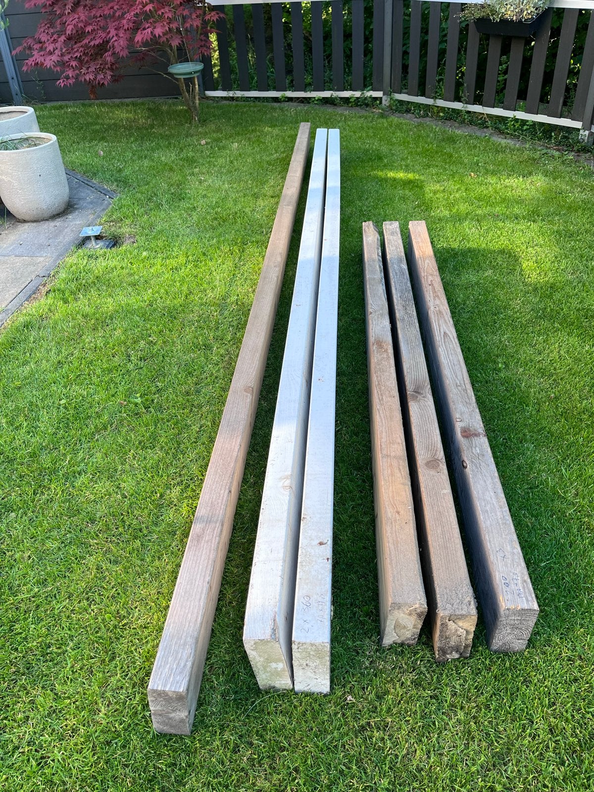 12x houten balken, Doe-het-zelf en Verbouw, Hout en Planken, Ophalen, Gebruikt, Balk, Overige houtsoorten