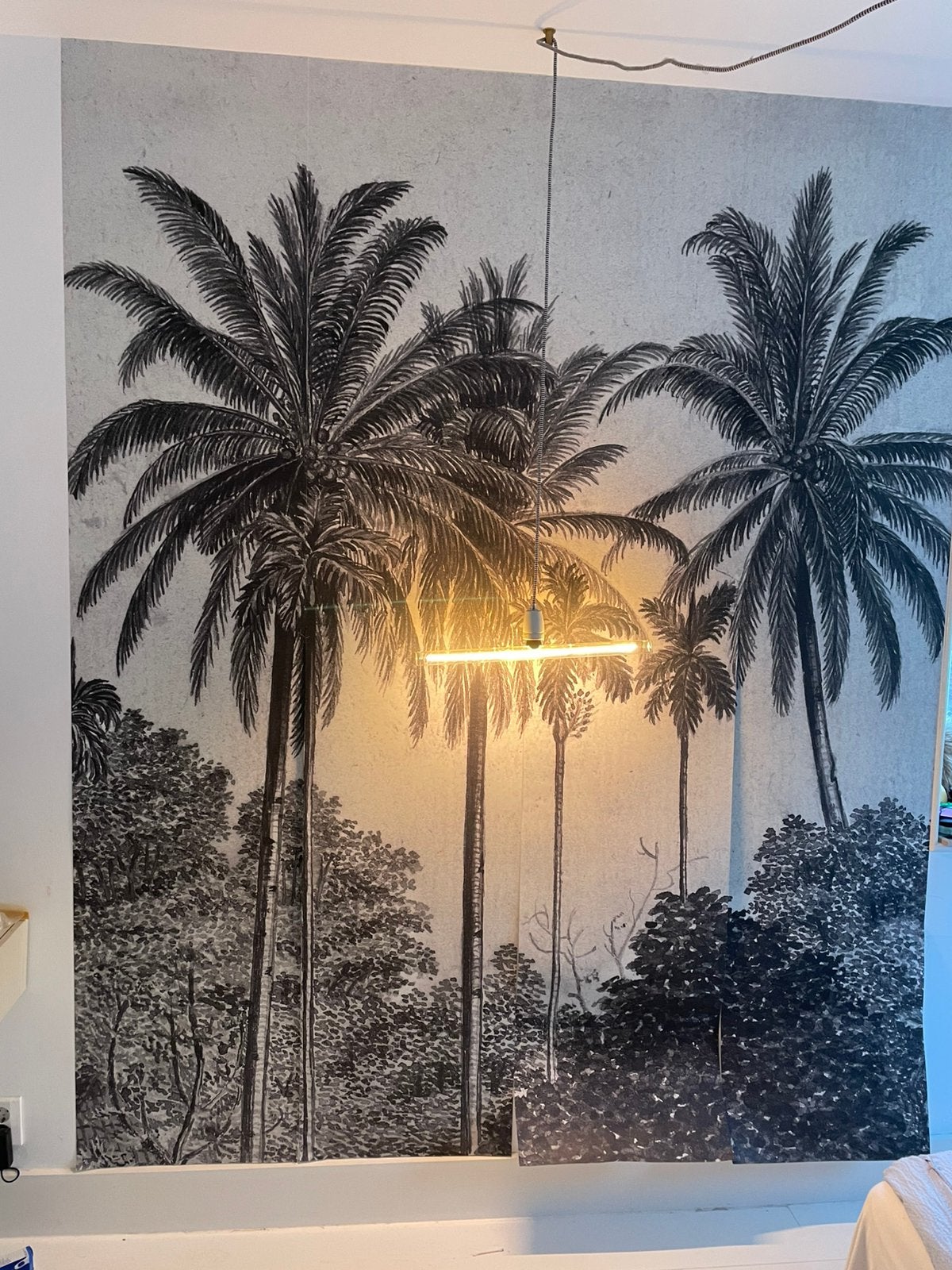 Vt Wonen Behang 200 cm breed en circa 245 cm hoog palmbomen, Ophalen, Gebruikt, 200 cm, 245 cm