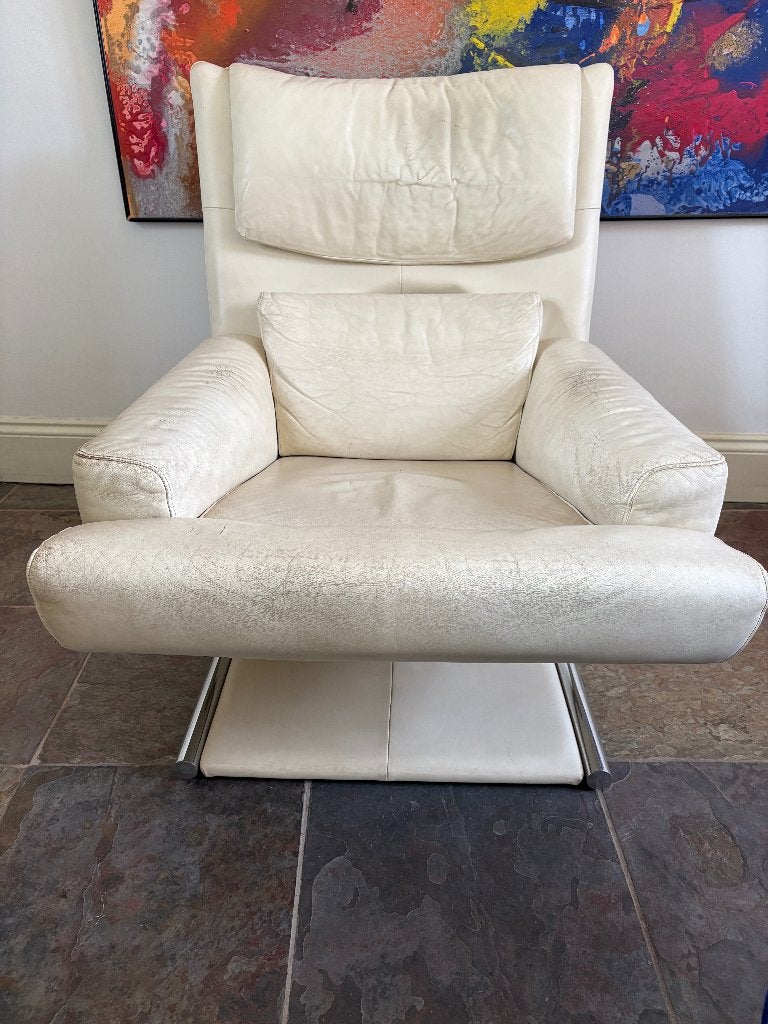 Rolf Benz 6500 designfauteuil (Mathias Hoffmann), Ophalen, Gebruikt, Wit, Leer