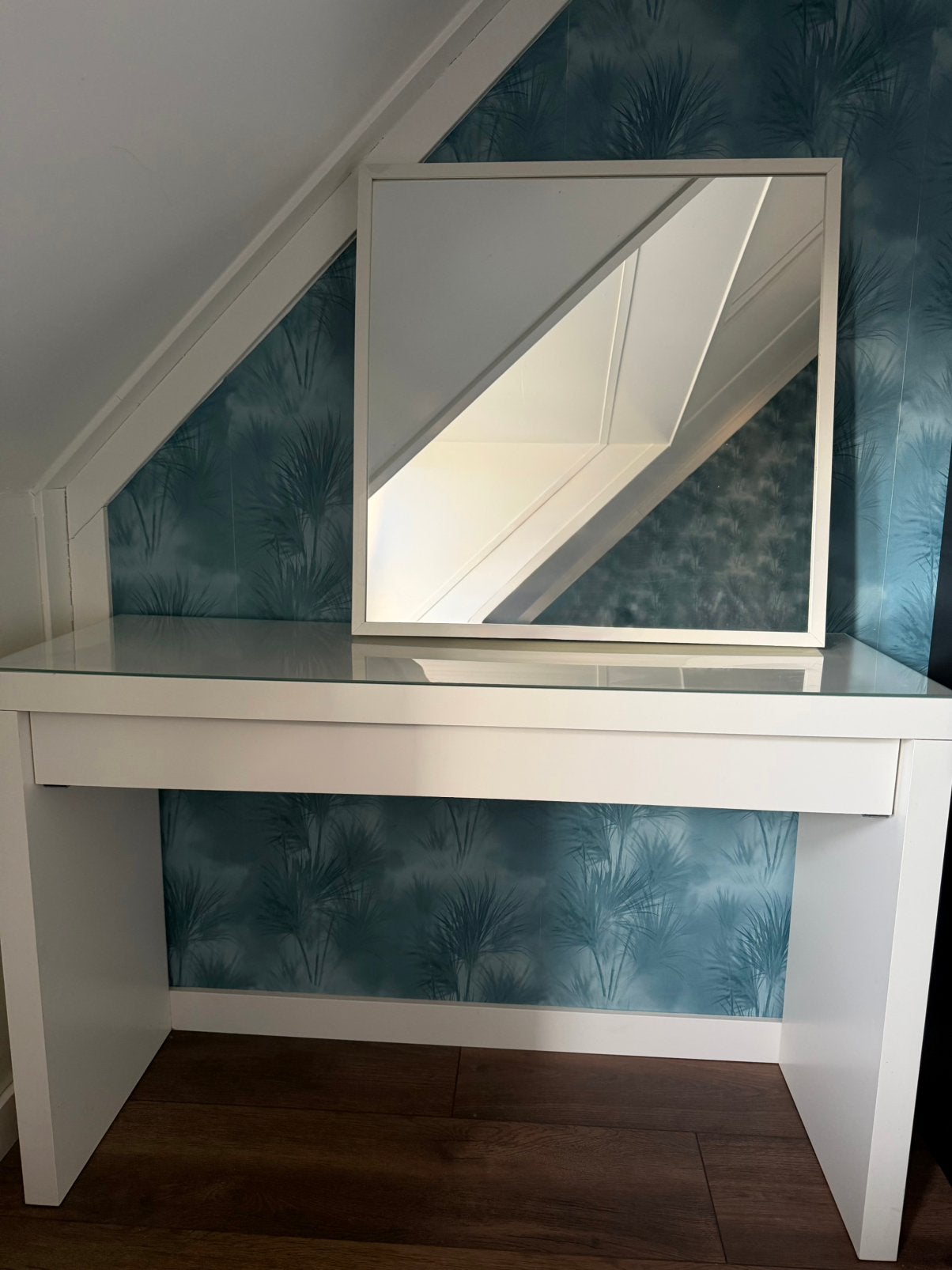 IKEA MALM kaptafel/make up tafel met spiegel, Ophalen, Zo goed als nieuw, 100 tot 150 cm, Minder dan 100 cm