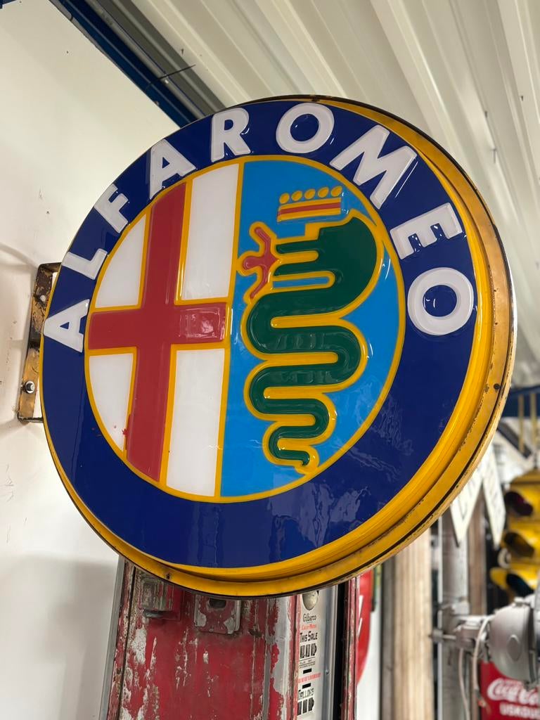 Alfa Romeo lichtreclame (dubbelzijdig), Ophalen, Gebruikt, Lichtbak of (neon) lamp