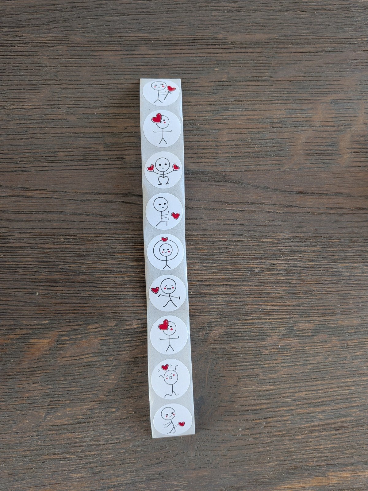 Sluitstickers 20 mm 'stokmannetje valentijn met hartje', Verzamelen, Ophalen of Verzenden, Nieuw