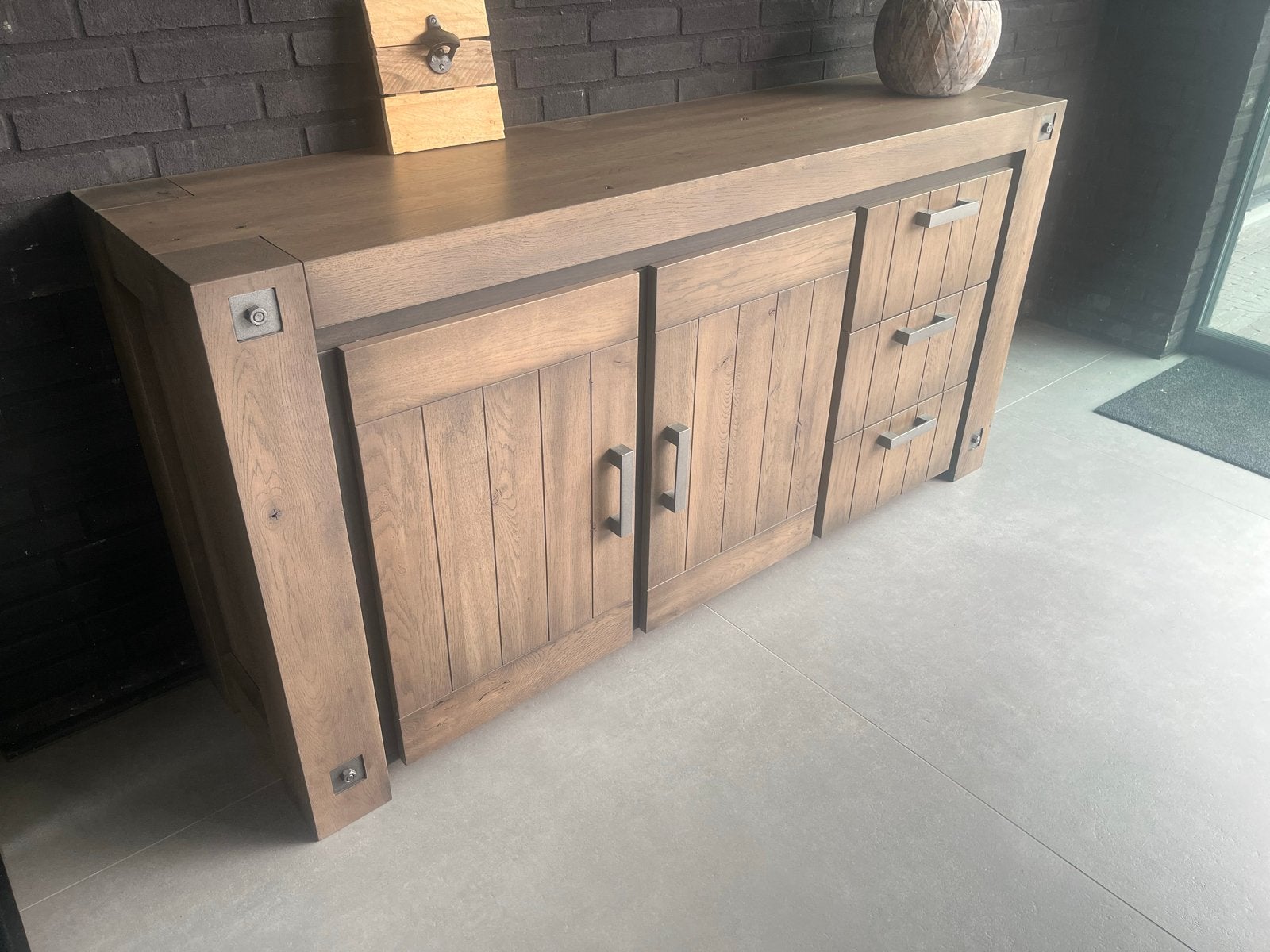 Dressoir eiken T haven Old Grey 2 deuren 3 laden 172x45x85cm, Huis en Inrichting, Kasten | Dressoirs, Ophalen, Gebruikt, 150 tot 200 cm