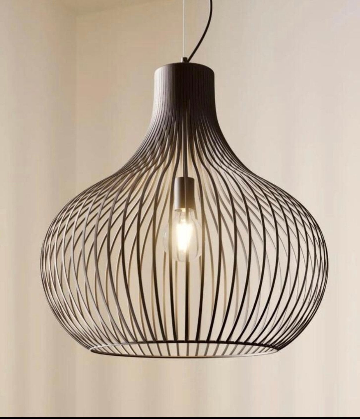 Lindby Frances hanglamp, bruin, 1-lamp, Ø 60 cm, Ophalen, Nieuw, Metaal, E27 (groot)