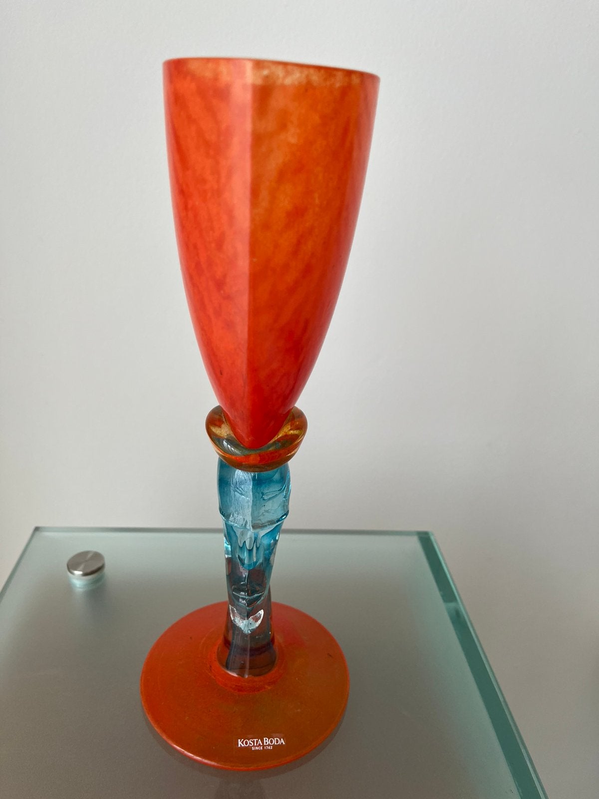 Glasobject, Kjell Engman, Kosta Boda., Antiek en Kunst, Kunst | Designobjecten, Glas, Meerkleurig, Ophalen of Verzenden