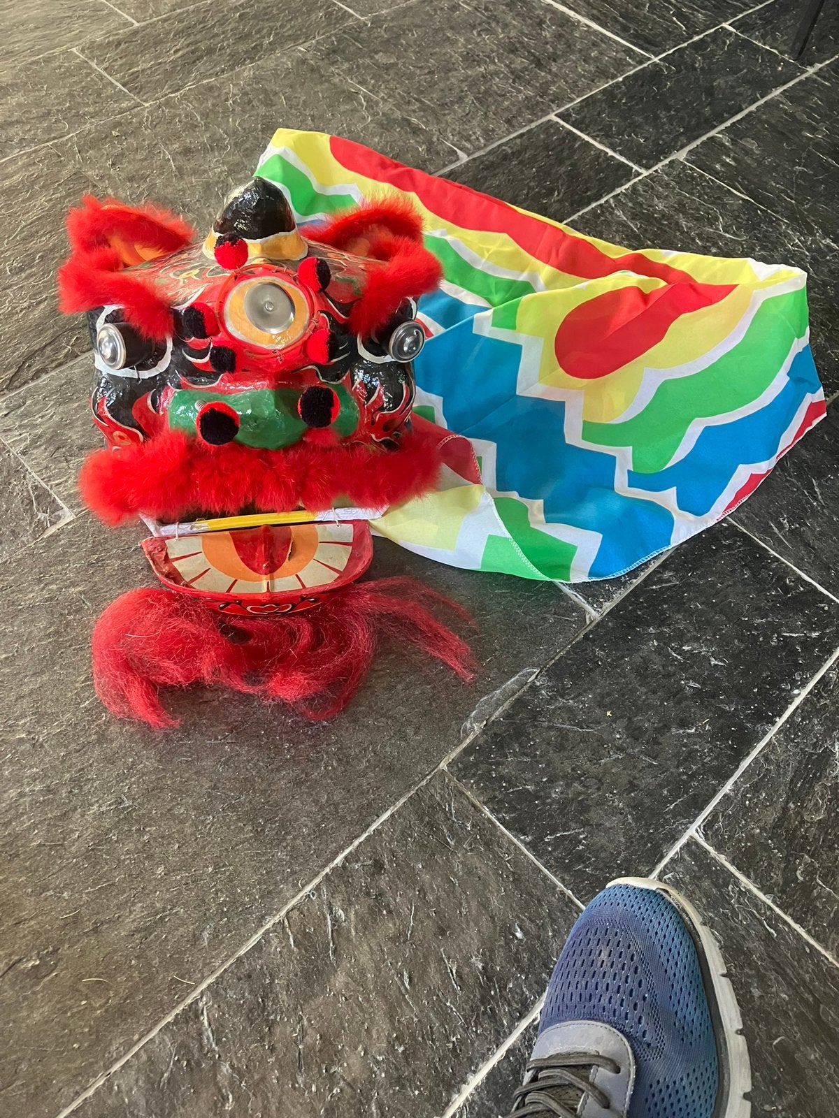 Chinese Lion Dance Masker papier machee (30x30x20 cm), Ophalen of Verzenden, Zo goed als nieuw, Jongen of Meisje