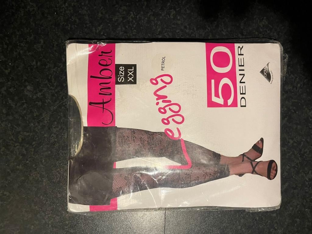 Kanten legging, maat XXL, 50 denier, petrol, Ophalen of Verzenden, Nieuw, Zwart, Legging