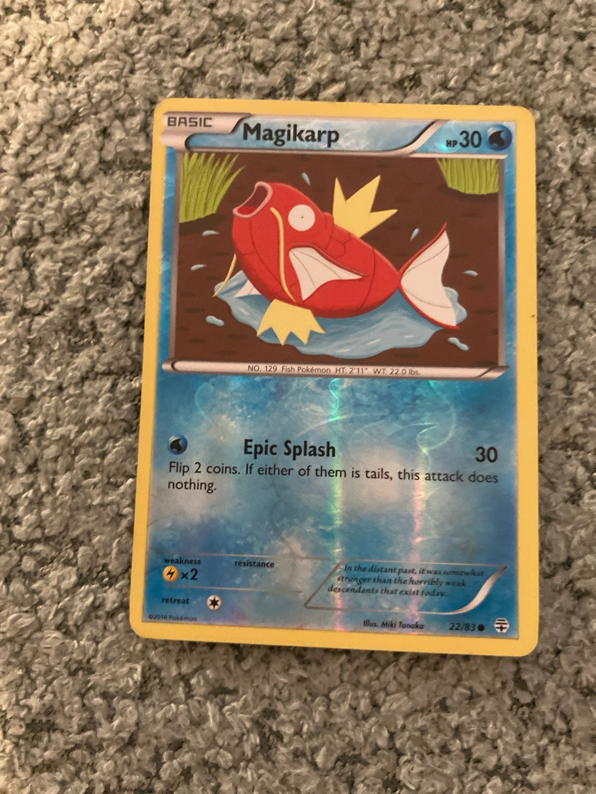 Pokémon Kaart: Magikarp (Holo) - XY BreakPoint 22/83, Ophalen of Verzenden, Zo goed als nieuw, Losse kaart, Foil