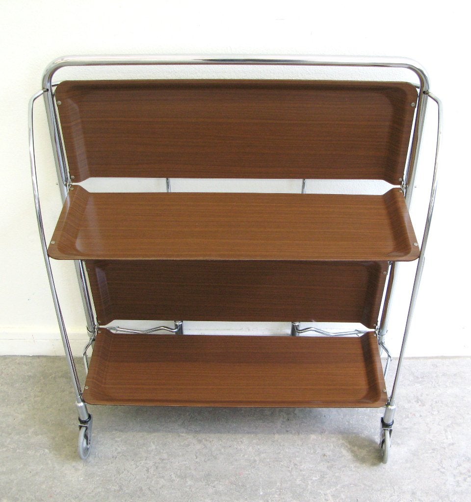 Vintage Bremshey Dinett serveerwagen inklapbaar barwagen 60s, Ophalen, Gebruikt