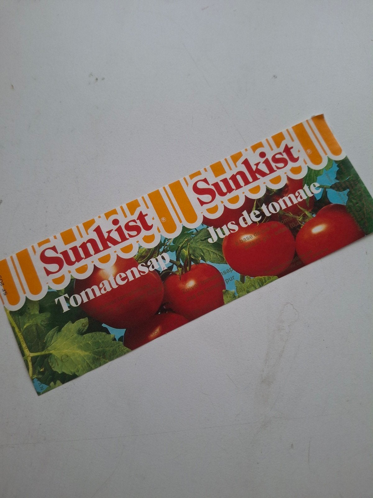 Sunkist etiket tomatensap., Verzamelen, Ophalen of Verzenden, Zo goed als nieuw, Overige typen