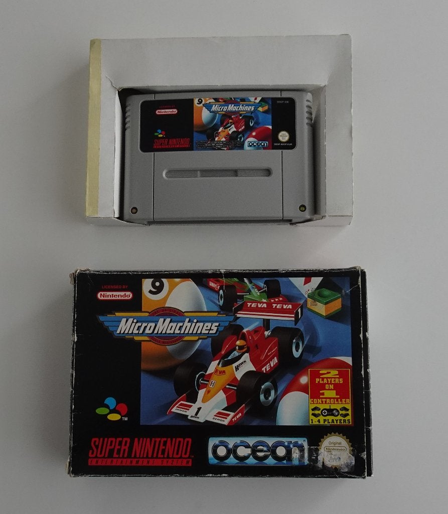 Micro Machines voor Super Nintendo, Spelcomputers en Games, Ophalen, Racen en Vliegen, 2 spelers, Zo goed als nieuw