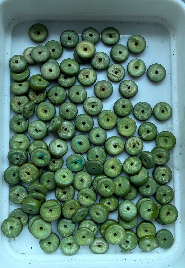98 stuks Indonesische Schijfvormige Houten Kralen Groen 8 mm, Ophalen of Verzenden, Nieuw, Kraal