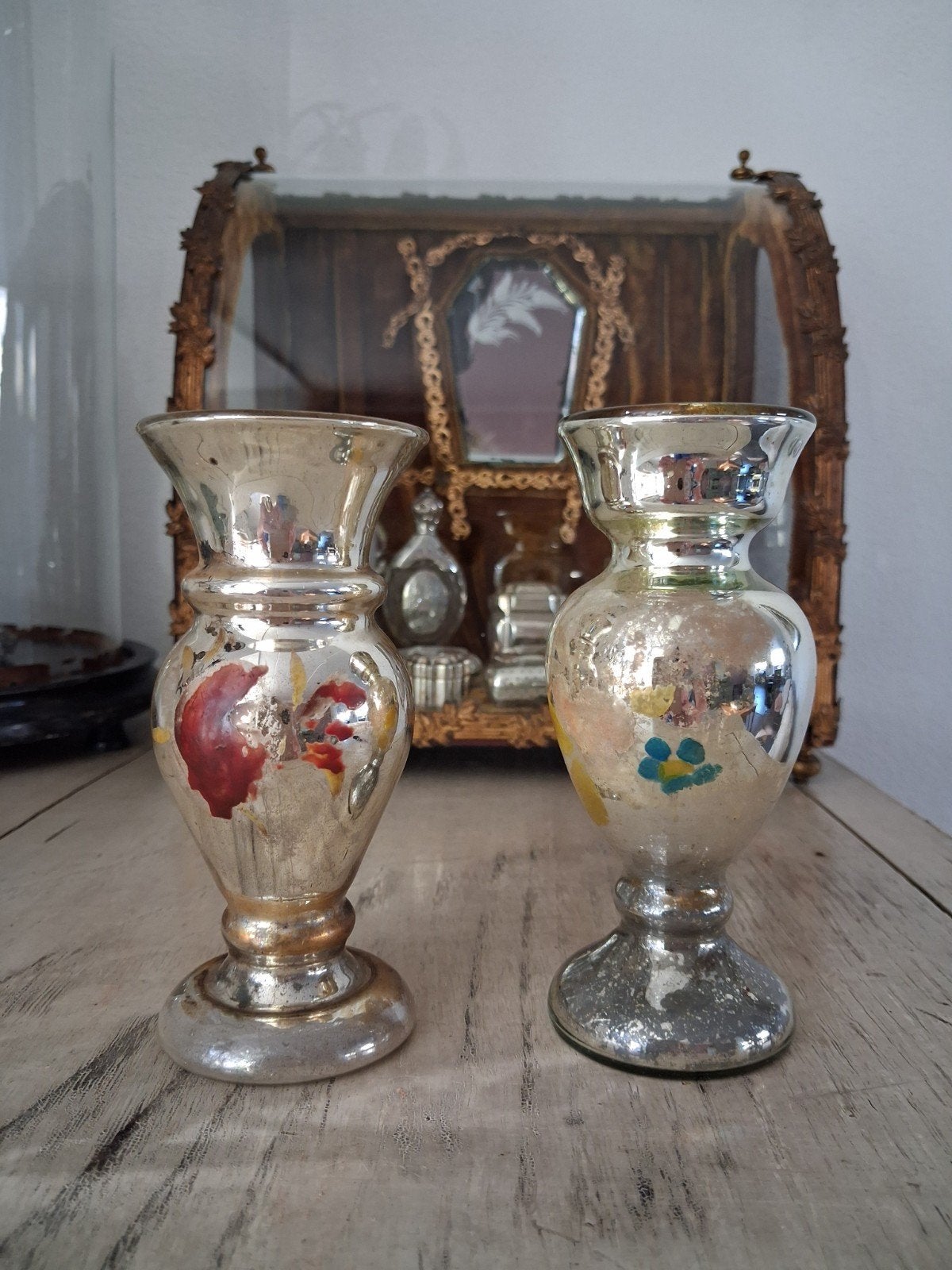 2  .....  ANTIEK  ...  ZILVERGLAS  ,  VAASJES   !!!, Antiek en Kunst, Ophalen of Verzenden