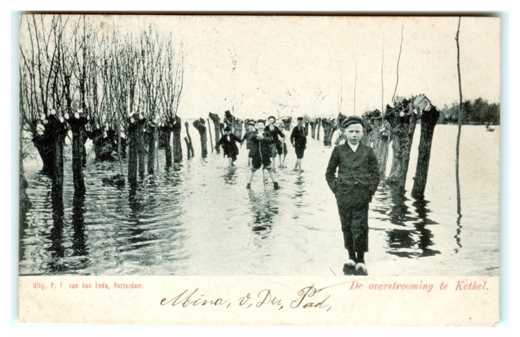 Schiedam, De overstrooming te Kethel, Ophalen of Verzenden, Voor 1920, Gelopen, Zuid-Holland