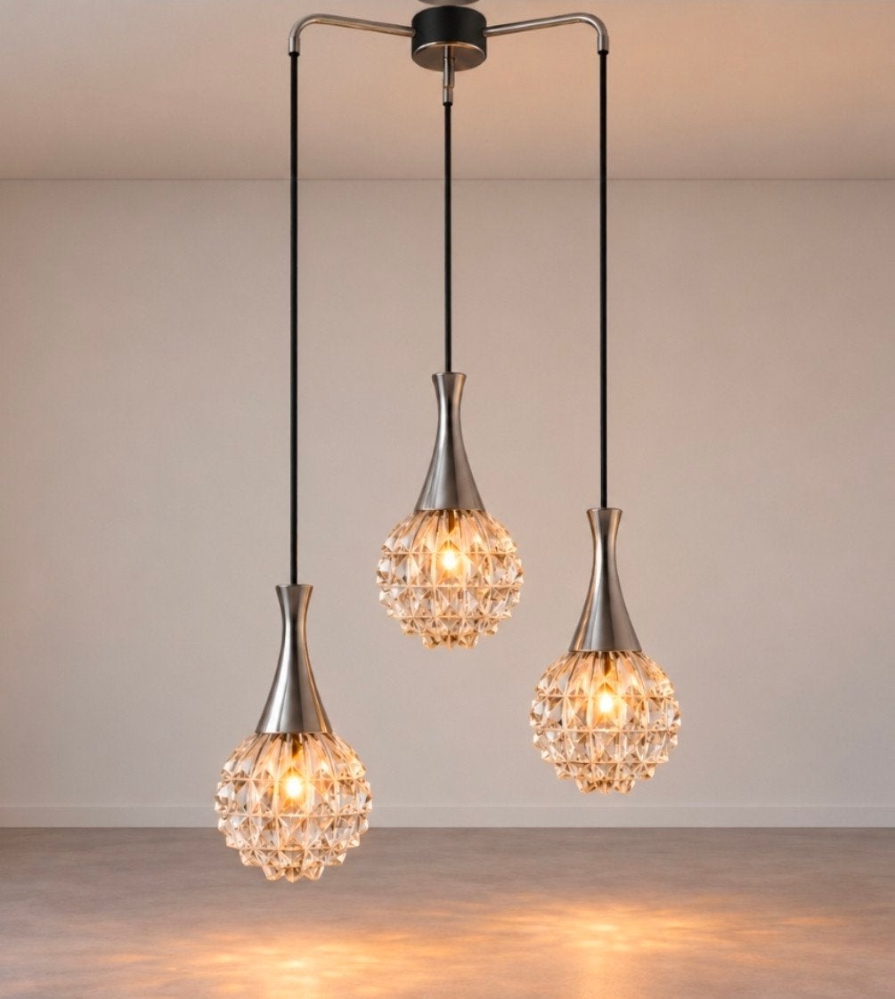 Vintage Space Age Cascade Hanglamp –Richard Essig 60-70, Ophalen of Verzenden, Glas