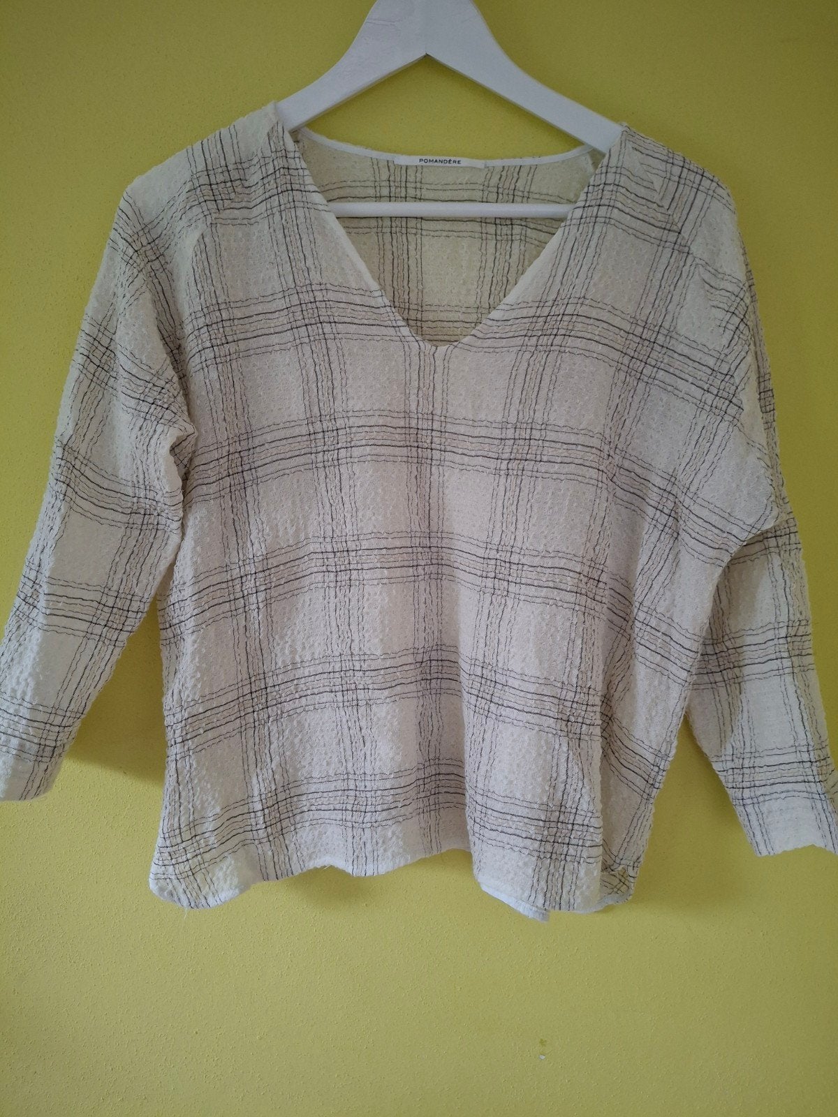 Pomandere beige top blouse longsleeve mt 38, Maat 38/40 (M), Beige, Ophalen of Verzenden, Zo goed als nieuw