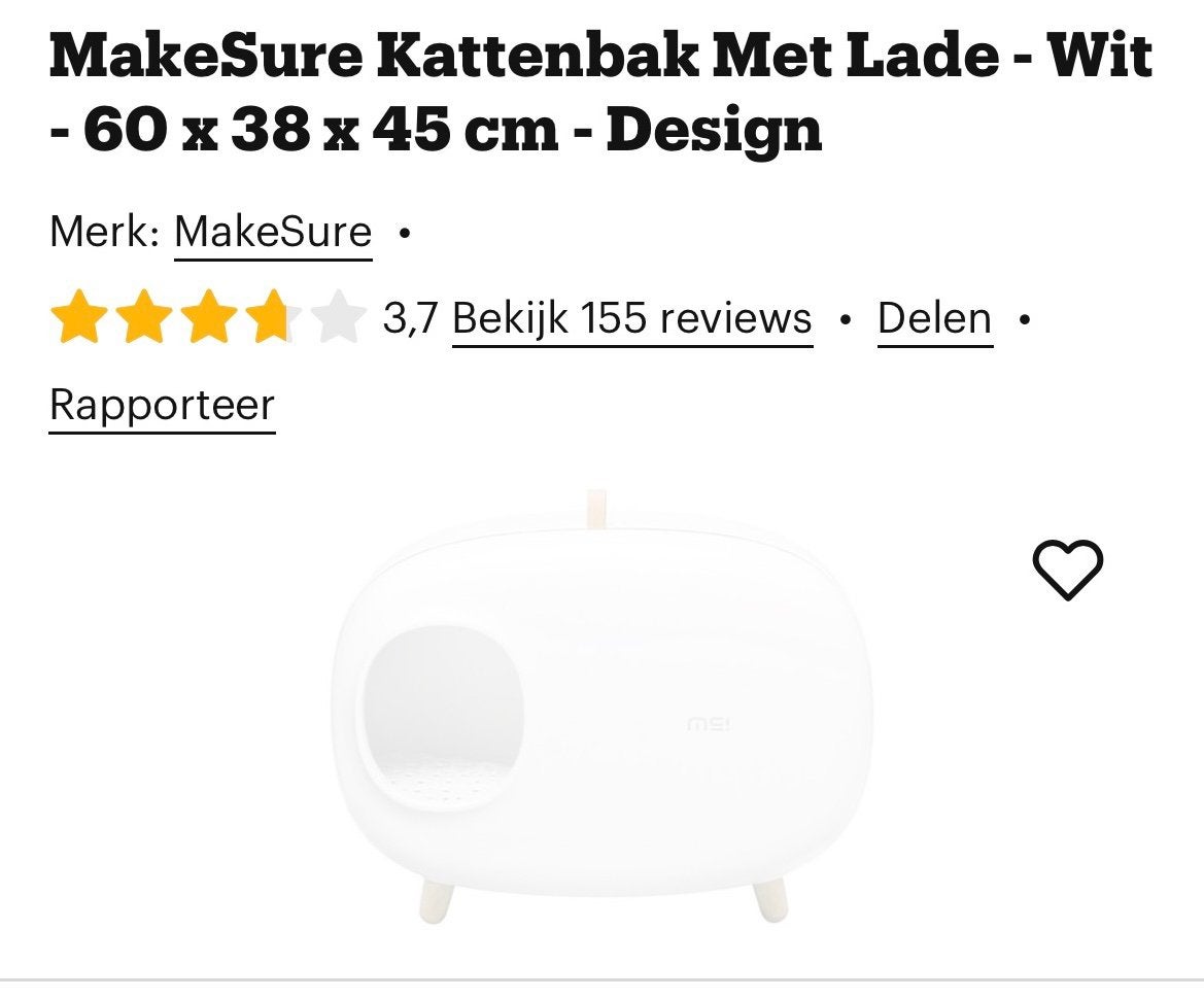MakeSure design kattenbak, Dieren en Toebehoren, Ophalen, Zo goed als nieuw