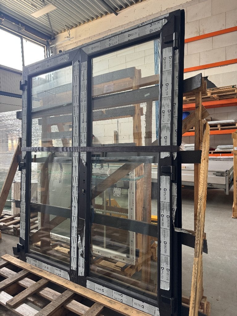 Zwarte dubbele deur Drutex 200 x 240cm, naar binnen draaiend, Doe-het-zelf en Verbouw, Ophalen, Glas, 120 cm of meer, 215 cm of meer