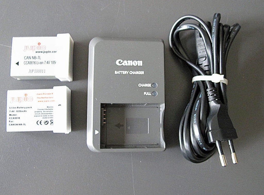 Canon batterij oplader CB-2LZ plus 2 accu'sNB-7L, Acculader, Canon, Canon, Ophalen of Verzenden