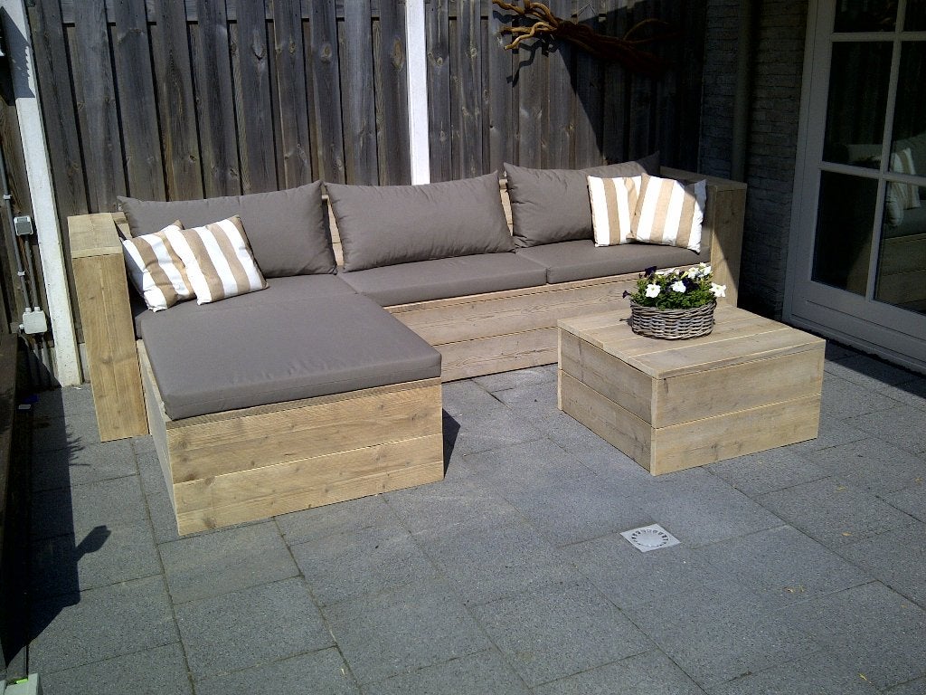 Unieke kwaliteit loungeset, loungebank van steigerhout, Ophalen, Nieuw, Steigerhout, Loungeset