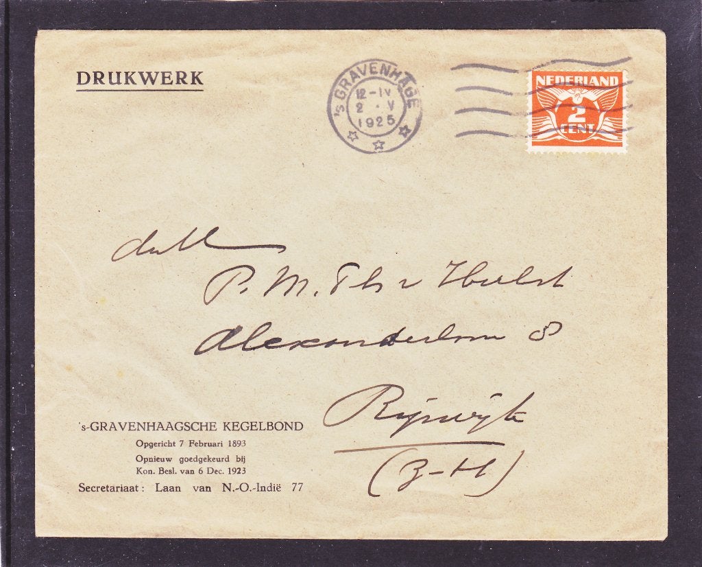 Brief Kegelbond Den Haag 1925 (458), Verzenden, Envelop