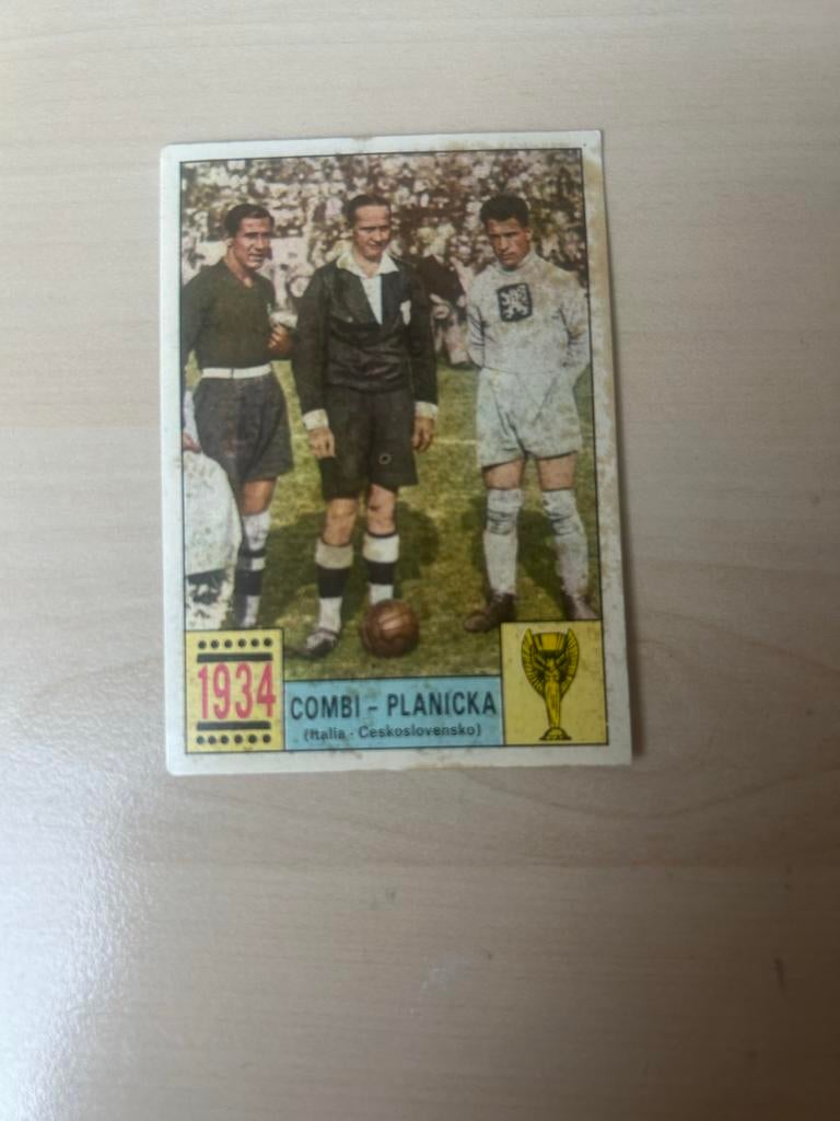 Vintage Voetbalplaatje Combi Planicka 1934 WK Mexico 70, Ophalen of Verzenden, Gebruikt, Overige sporten, Poster, Plaatje of Sticker