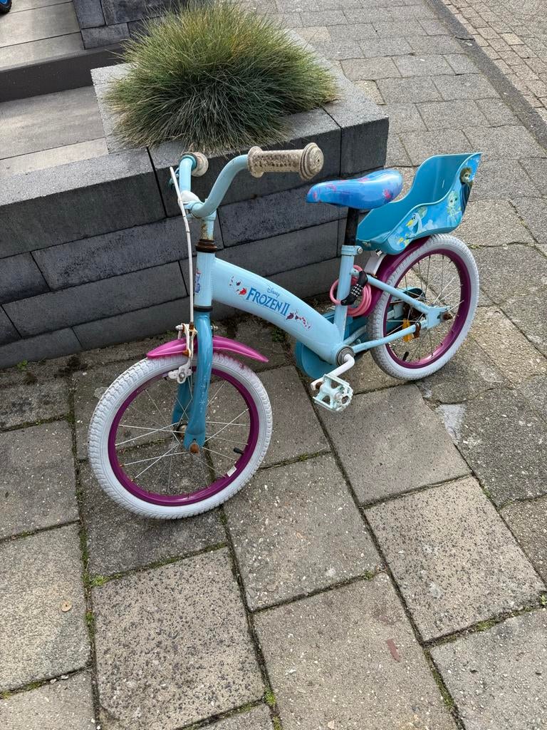 Meisjesfiets Frozen, Fietsen en Brommers, Fietsen | Meisjes, Ophalen, Gebruikt, 16 inch, Handrem