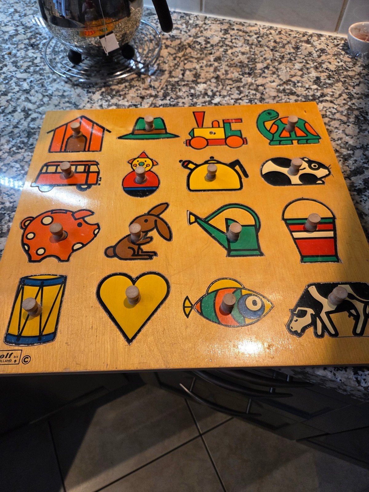 Grote Rolf houten insteekpuzzel 40x40 cm, Gebruikt, 10 tot 50 stukjes, Ophalen of Verzenden, Van hout
