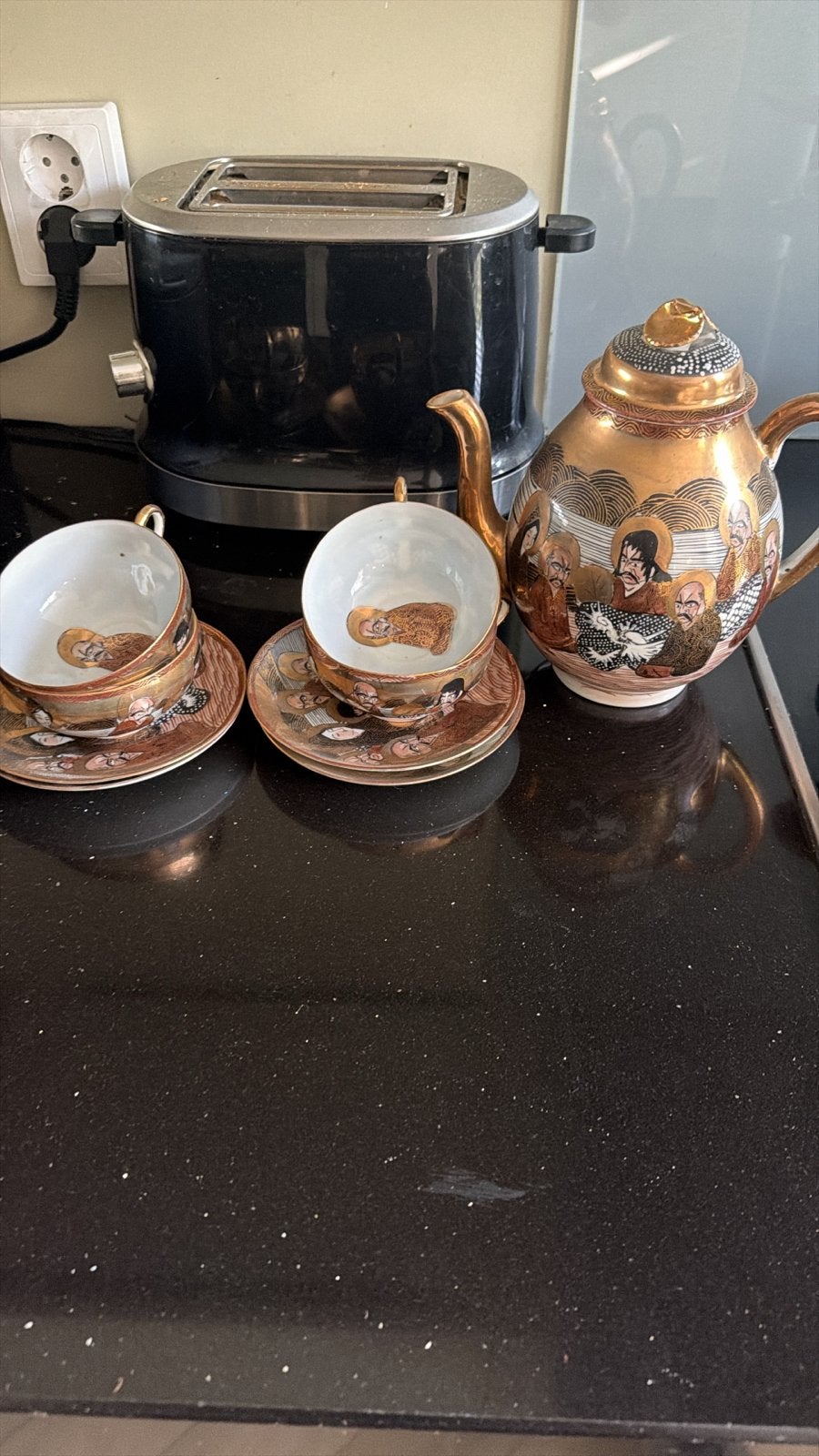 Antieke Japanse Satsuma theeset met theepot en kopjes, Ophalen
