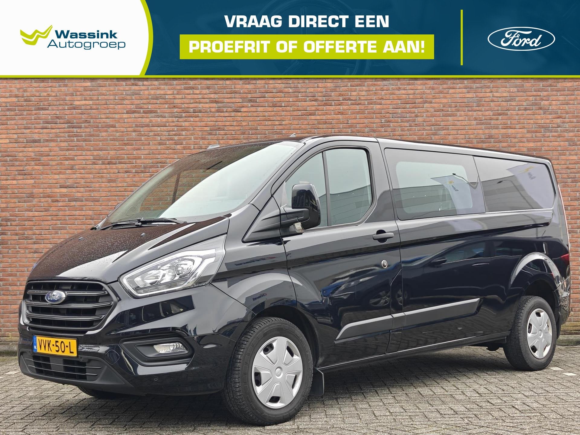Ford Transit Custom GBDC 2.0 TDCi 130PK 320 L2H1 Trend | Aut, Stof, 4 cilinders, 129 pk, Zwart
